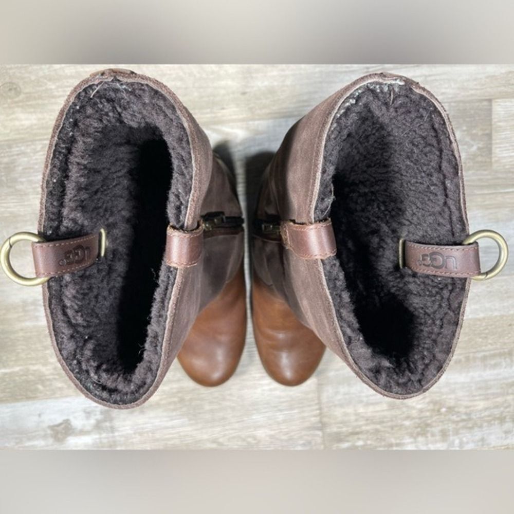 UGG Waterproof, 100% wool lined Bellvue Boots W/8 Brown Leather & Suede 1001926 - Picture 4 of 16